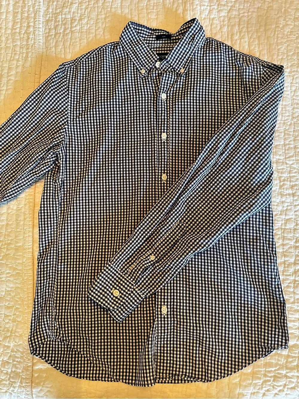 J.Crew Slim Gingham Button-Down Shirt Men Small Blue & White Medium
